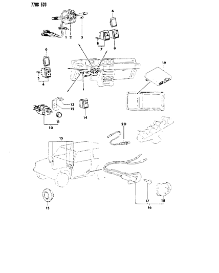 1987 Dodge Raider Switches & Electrical Controls Diagram