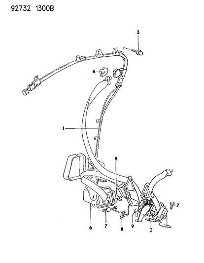 1992 Dodge Colt Seat Belts - Front Diagram 1