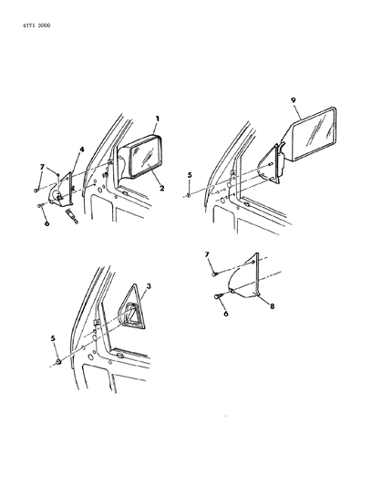 1984 Dodge Caravan Mirror - Exterior Diagram