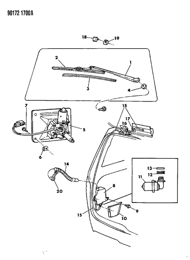 1990 Dodge Grand Caravan Liftgate Wiper & Washer System Diagram