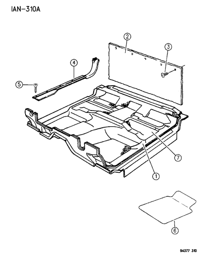 1995 Dodge Dakota Carpet & Scuff Plates Diagram