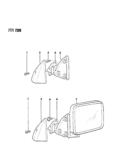 1988 Dodge Ram 50 Outside Rearview Mirror Diagram for MB476282
