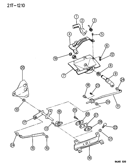 1995 Jeep Cherokee Handle, Transfer Case Shift Diagram for 52079256