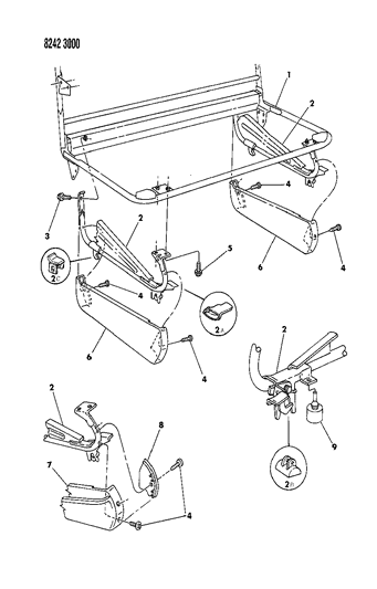 1988 Dodge Grand Caravan Risers - Rear Seats Diagram