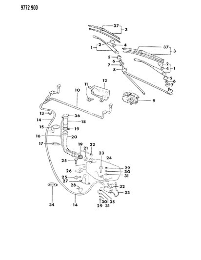 1989 Chrysler Conquest Windshield Wiper & Washer Diagram