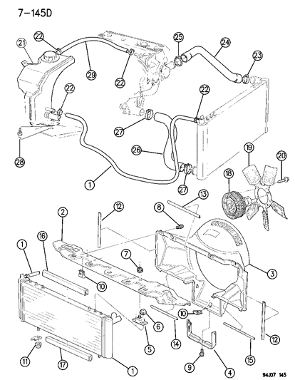 1996 Jeep Cherokee Radiator & Related Parts Diagram 1