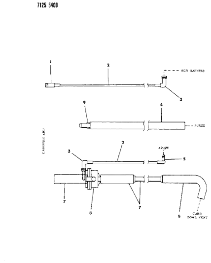 1987 Dodge Aries Vapor Canister Hose Harness Diagram 3