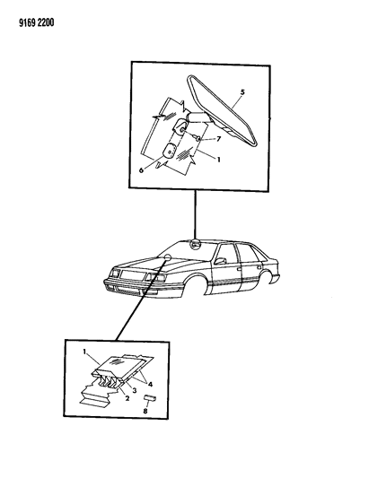 1989 Dodge Shadow Glass - Windshield & Mirror Diagram