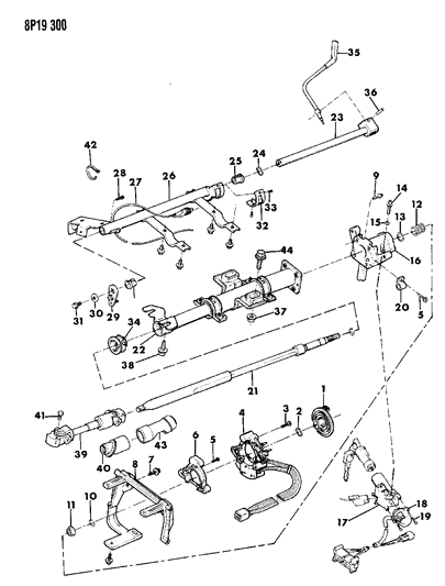 1990 Dodge Monaco Housing & Shafts - Steering Column Diagram 1