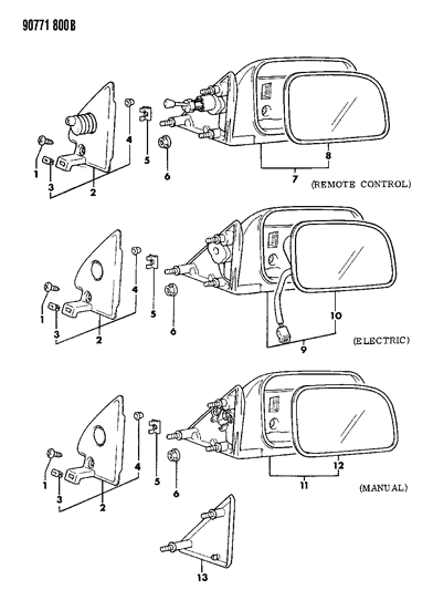 1990 Dodge Colt Mirror - Exterior Diagram