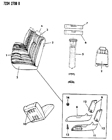 1987 Chrysler LeBaron Base Front Seat Diagram 9