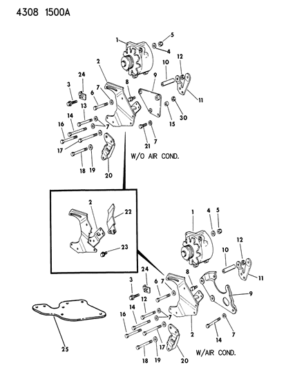 1984 Dodge W150 Alternator & Mounting Diagram 1