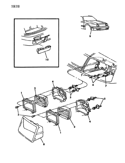 1985 Chrysler LeBaron GTS Lamps - Front Diagram 2