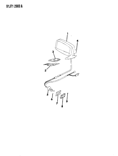 1991 Jeep Grand Wagoneer Mirror - Exterior Diagram 1