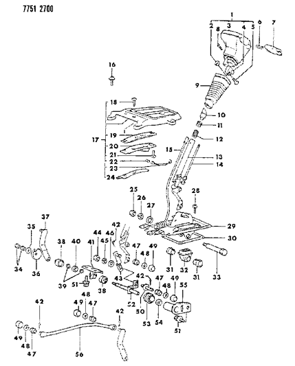 1987 Chrysler Conquest Controls, Gearshift Diagram