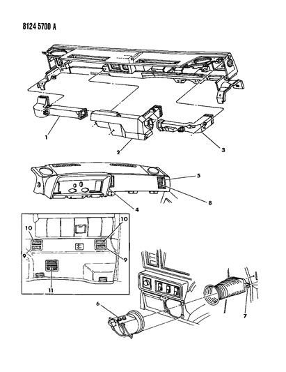 1988 Dodge Caravan Air Distribution Ducts, Outlets, Louver Diagram