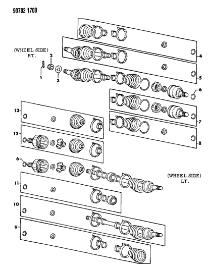 1990 Dodge Colt Axle, Front Diagram 1