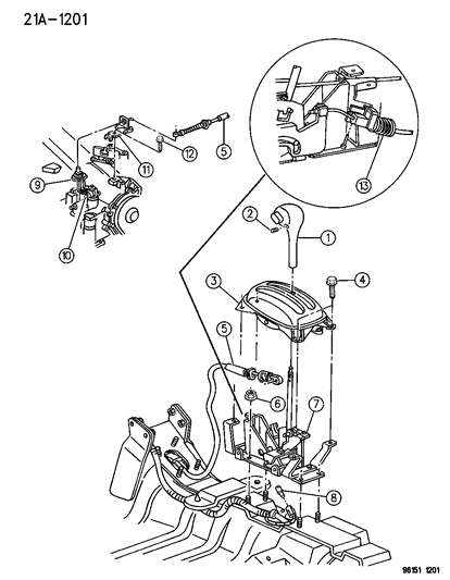 1996 Dodge Neon Knob Gearshift Diagram for 4670208