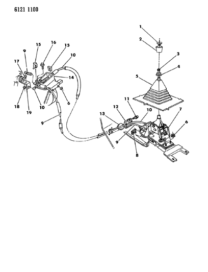 1986 Dodge Aries Controls, Gearshift, Bucket Seats Diagram