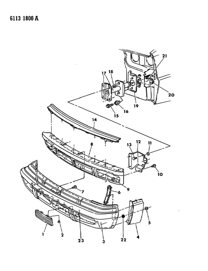 1986 Chrysler LeBaron GTS Fascia, Bumper Front Diagram