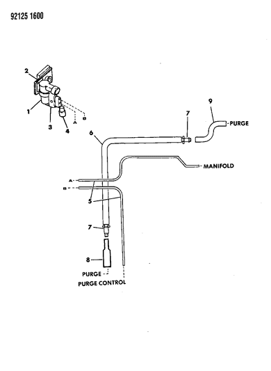 1992 Dodge Caravan Vapor Canister Hose Harness Diagram 1