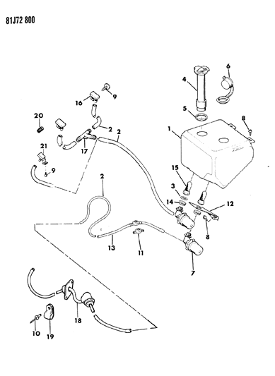 1985 Jeep Wagoneer Windshield & Rear Washer System Diagram 2