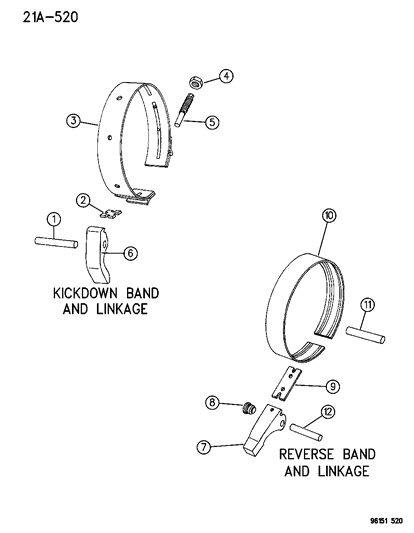 1996 Dodge Grand Caravan Bands , Reverse & Kickdown Diagram