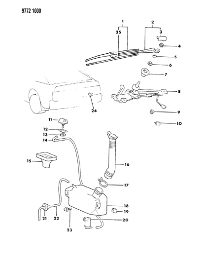 1989 Chrysler Conquest Liftgate Wiper & Washer Diagram