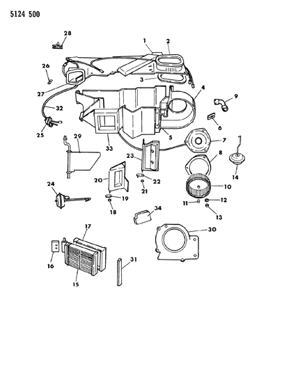 1985 Chrysler LeBaron GTS Heater Unit Diagram 1