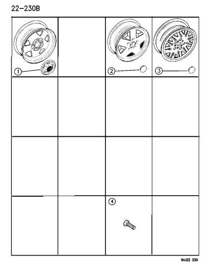 1994 Jeep Grand Cherokee Caps, Wheel Cover & Center Diagram