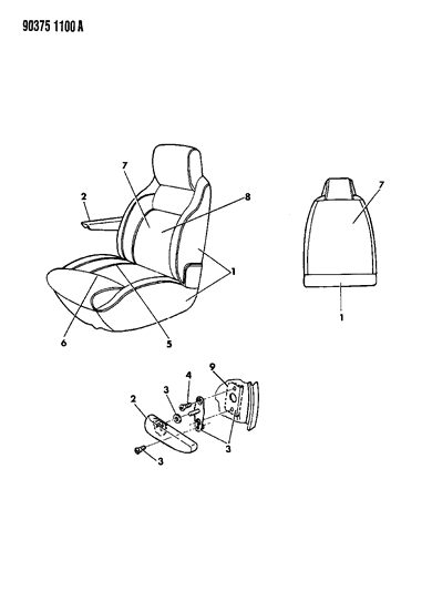 1992 Dodge Ram Wagon ARMREST-Front Seat -LH Diagram for L003LB7