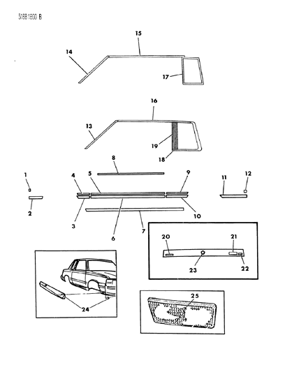 1985 Chrysler Town & Country Mouldings & Ornamentation - Exterior View Diagram 10