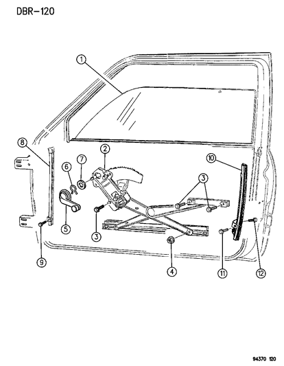 1995 Dodge Ram 2500 Door, Front Glass & Regulators Diagram