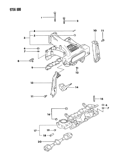 1989 Dodge Raider Manifolds - Intake & Exhaust Diagram 3