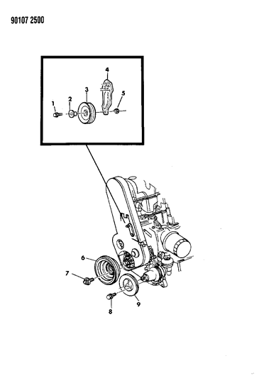 1990 Chrysler Town & Country Drive Pulleys Diagram 1