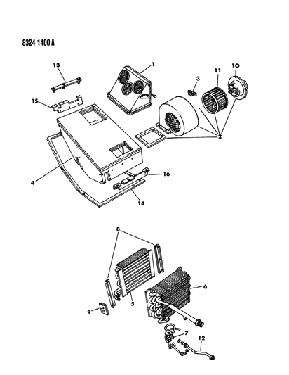 1989 Dodge Ram Van Rear A/C & Heater Unit Diagram