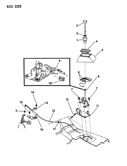 1986 Dodge Charger Controls, Gearshift, Floor Shaft Diagram