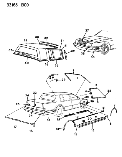 1993 Chrysler New Yorker Mouldings & Ornamentation Diagram 1