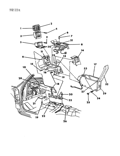 1985 Chrysler LeBaron Console Diagram