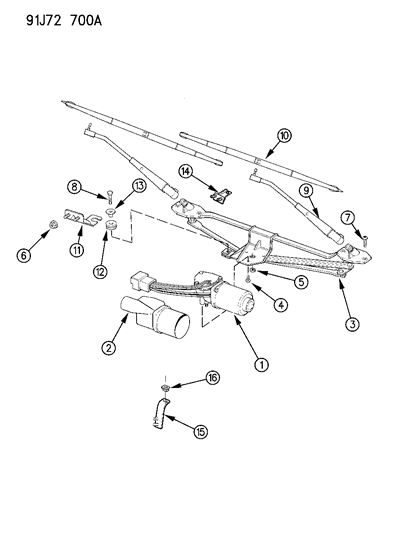 1992 Jeep Comanche Windshield Wiper System Diagram