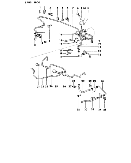 1986 Dodge Conquest Lines & Hoses, Brake Diagram 2