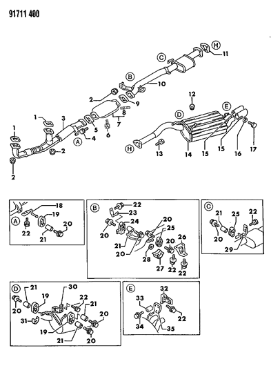 1991 Dodge Stealth Exhaust System Diagram 1