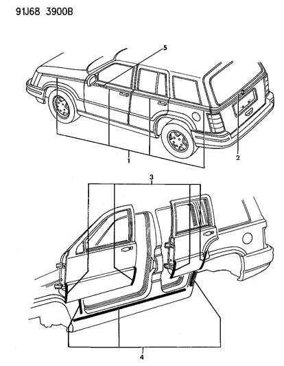 1993 Jeep Grand Wagoneer TAPESTRIP BODYSIDE Diagram for 4637821