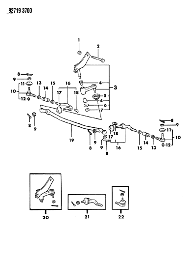 1992 Dodge Ram 50 Linkage, Steering Diagram 1