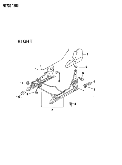 1991 Dodge Stealth Adjuster Manual And Attaching Parts Right Diagram