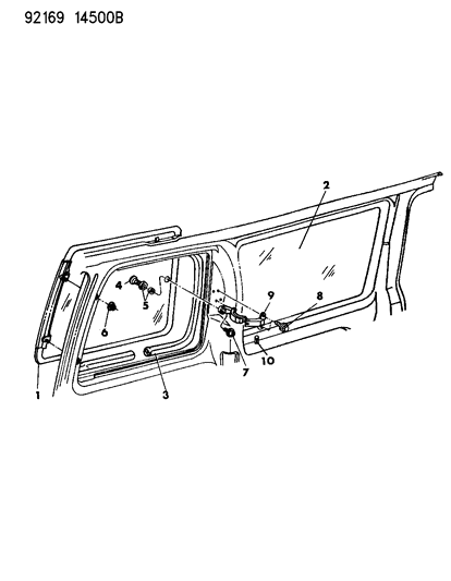 1992 Dodge Caravan Glass - Body Side Aperture Diagram
