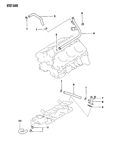 1989 Dodge Raider Water Hose & Pipe Diagram 1