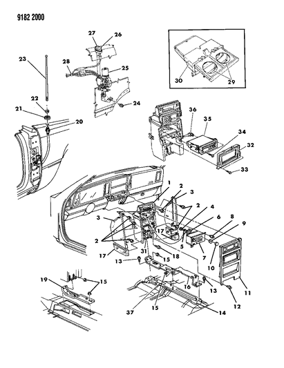 1989 Chrysler LeBaron Body Assembly-Antenna Diagram for 4469152