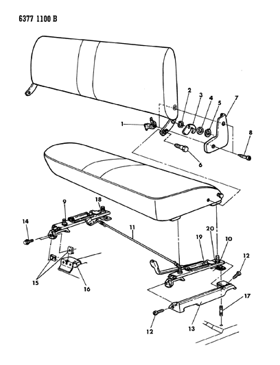 1987 Dodge Dakota Adjuster & Seat Attaching Parts Diagram