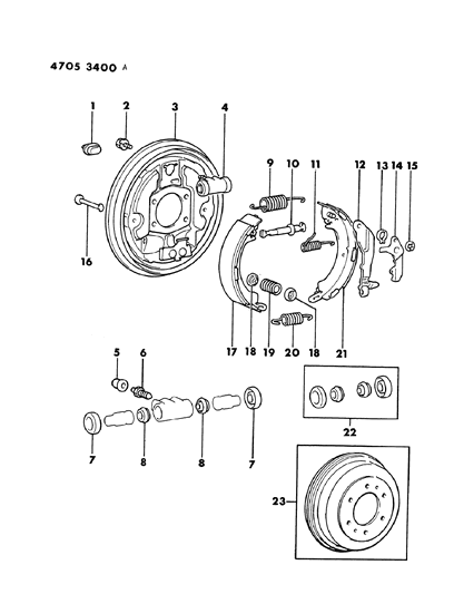 1984 Dodge Ram 50 Brakes, Rear Diagram 1